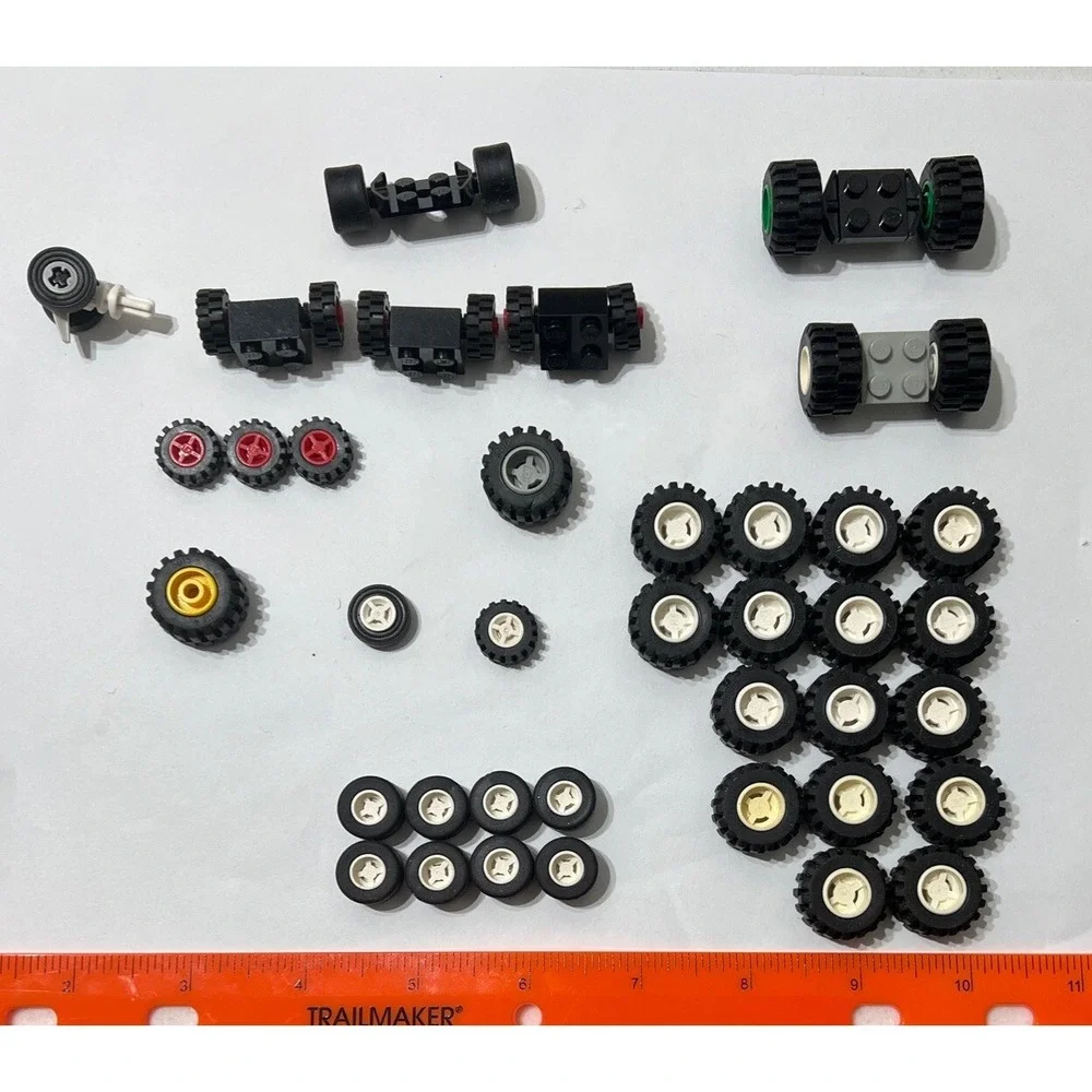 45 LEGO Tires Wheels Axles Replacement LOT Extra Parts & Pieces